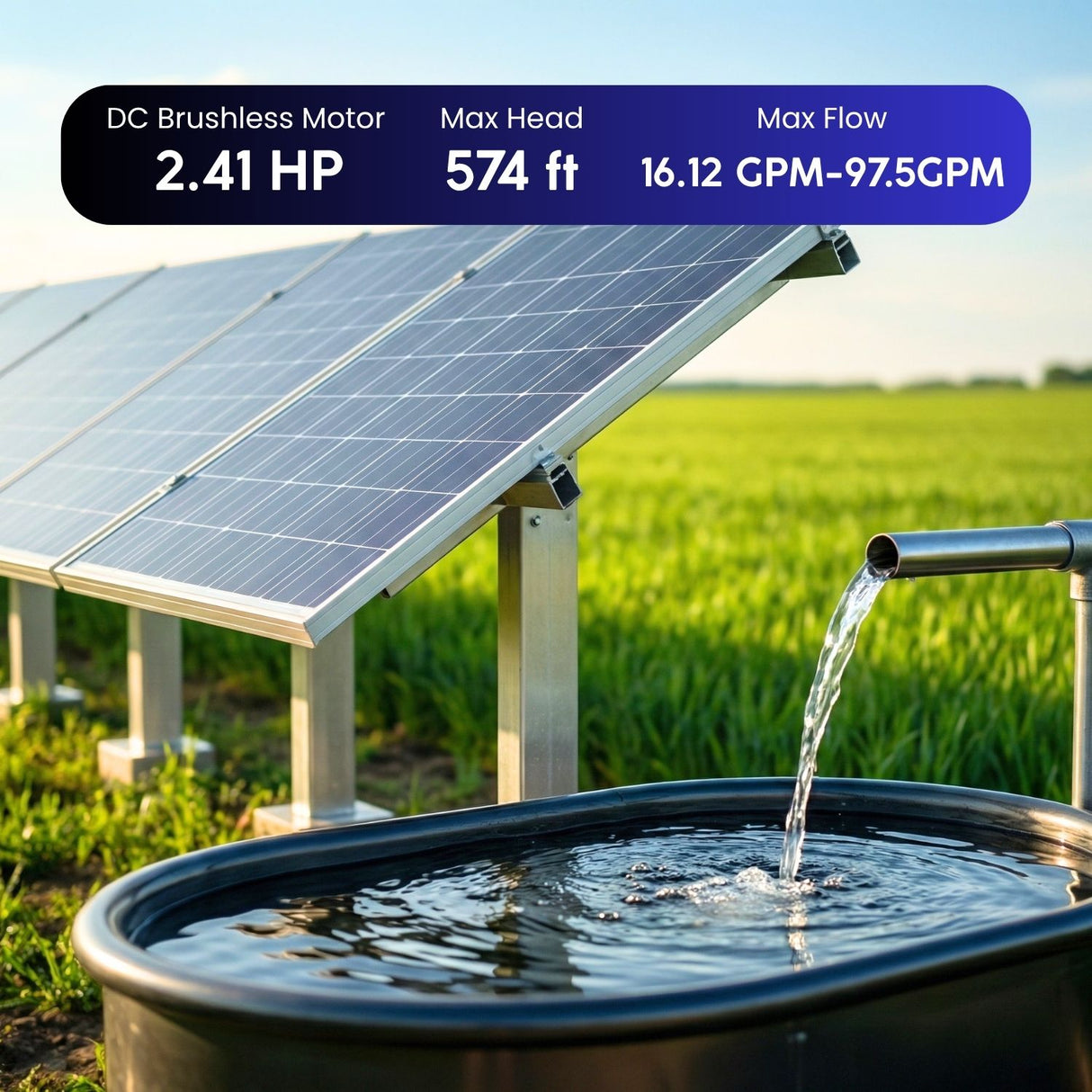 solar water pump livestock 2.41hp
