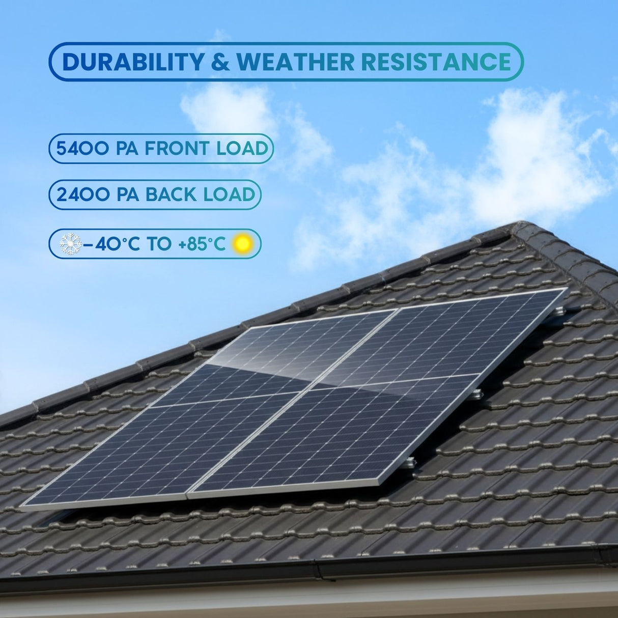 JA Solar panel on a roof with durability and weather resistance features.