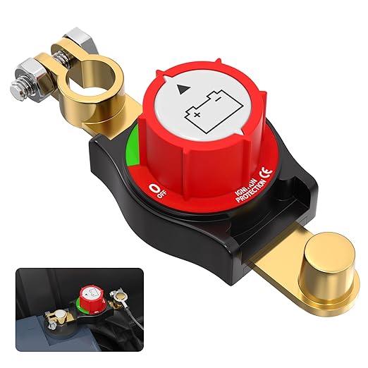 Top Post Battery Disconnect Switch 12V-48V Battery Disconnect Switch Negative On/Off Battery Kill Switch for Car Marine RV Boat ATV UTV Vehicles