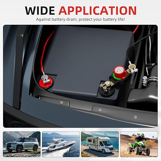 Top Post Battery Disconnect Switch 12V-48V Battery Disconnect Switch Negative On/Off Battery Kill Switch for Car Marine RV Boat ATV UTV Vehicles