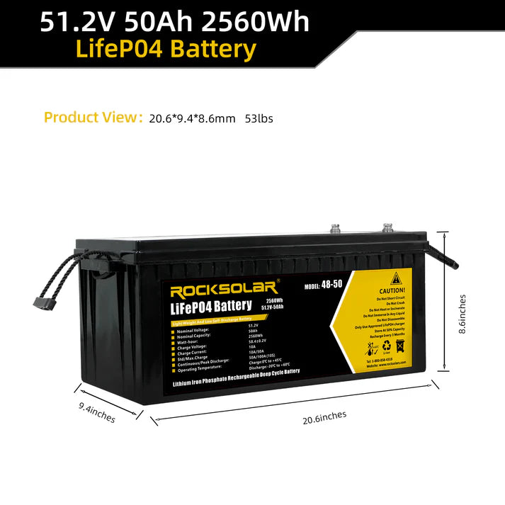 dimension of lifepo4 battery 48v