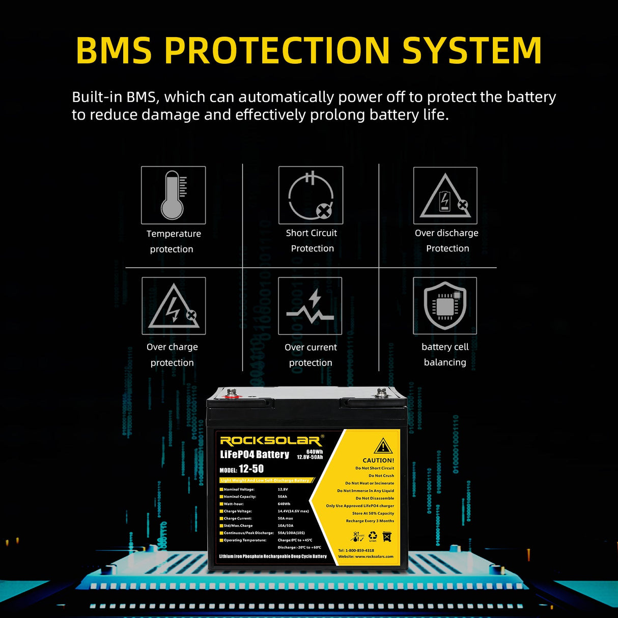 BMS protected lithium iron phosphate battery