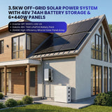 Rocksolar 3.5kW Off-Grid Solar Power System with 48V 74Ah Battery Storage & 6×440W Panels