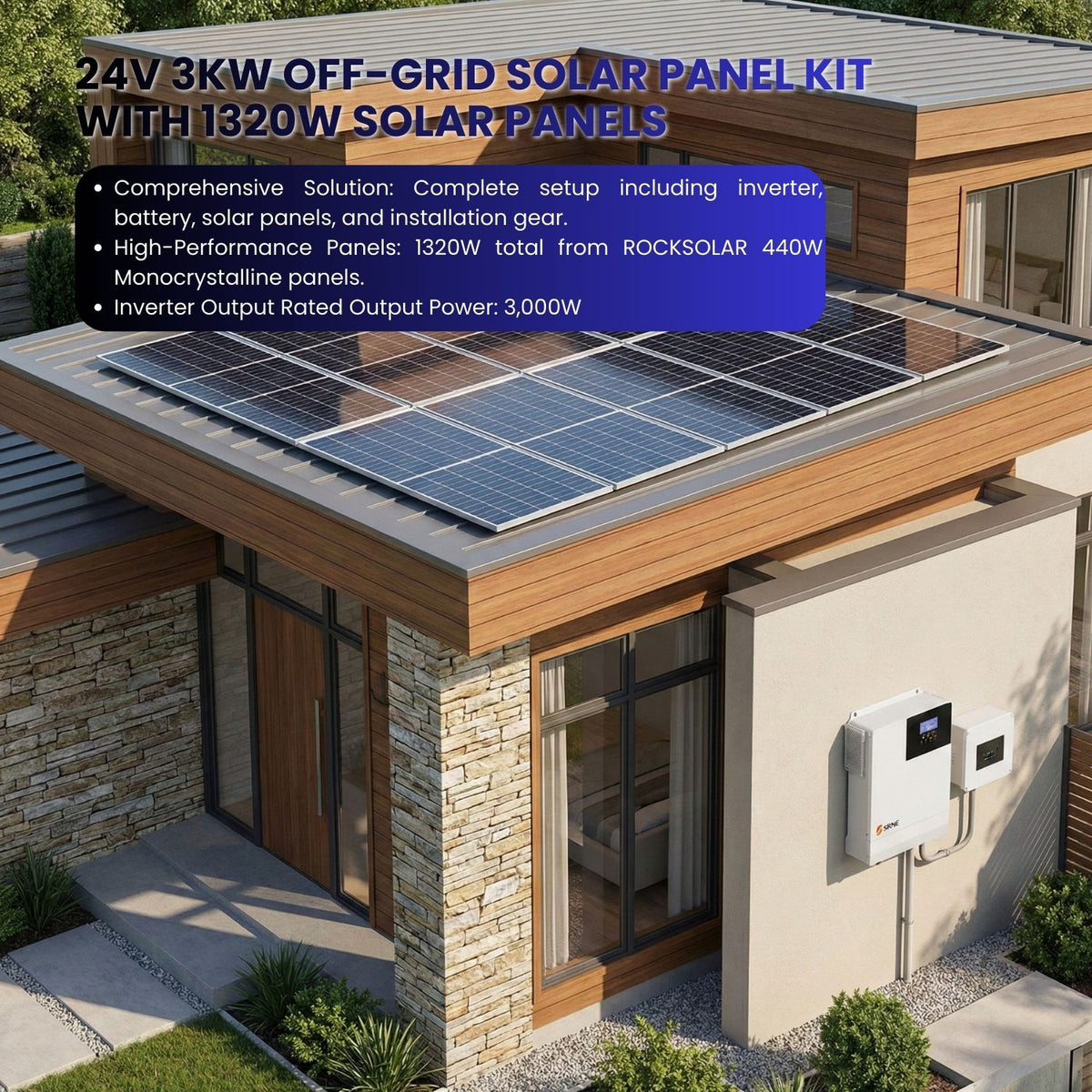 3KW Off Grid Solar Panel Kit for Home | Complete Home Solar System ...