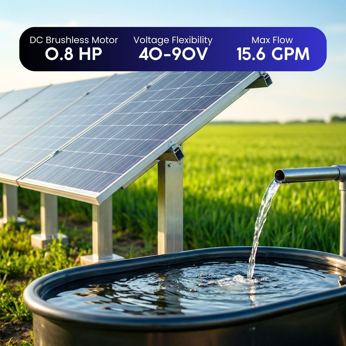 Rocksolar 40-90V 0.8HPSolar DC Brushless submersible Pump with Built in Controller