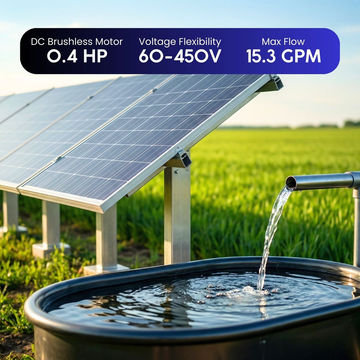 Rocksolar 20-40V 0.4HP Solar DC Brushless Submersible Pump with Built in Controller