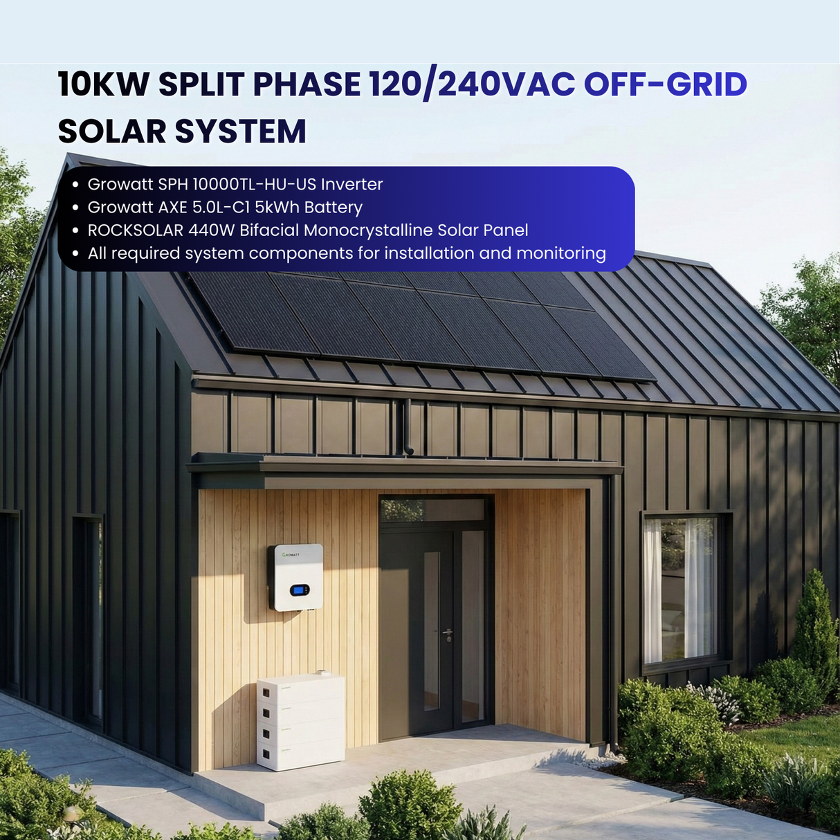 10KW Split Phase 120/240Vac Off-Grid Solar System