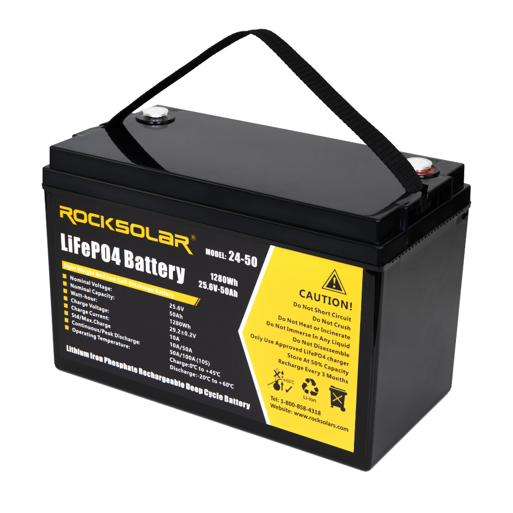 Rocksolar Lithium Battery - LiFeP04 Battery 12V - 50Ah with Battery Charger