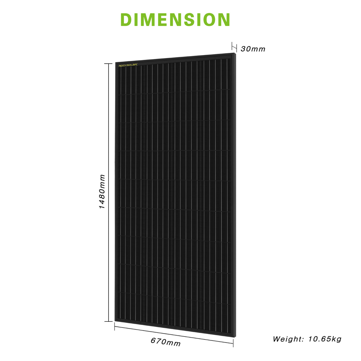 12V solar panel dimension