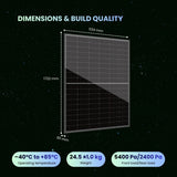 Zshine 440W High efficiency Bifacial Dual Glass Module ( 36 panels/pallet) (0.34$/W)
