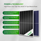 JinkoSolar 635W N-Type Bifacial Dual-Glass Solar Panels -36 Panels/Pallet
