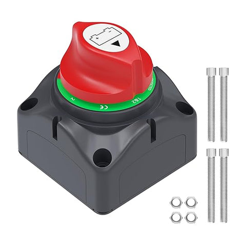 1-2-Both-Off Battery Disconnect Switch 12V-48V 200A Waterproof Dual Battery Kill Switch Heavy Duty Battery Isolator Switch for Marine Boat Car RV ATV UTV Vehicles