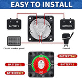 1-2-Both-Off Battery Disconnect Switch 12V-48V 200A Waterproof Dual Battery Kill Switch Heavy Duty Battery Isolator Switch for Marine Boat Car RV ATV UTV Vehicles