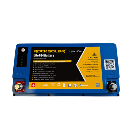 ROCKSOLAR 12.8V 100Ah T series LiFePO4 Battery (LIFEPO4) with 500A Peak Current