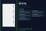Growth Energy ALP LV-US modular battery system with key features on a dark background