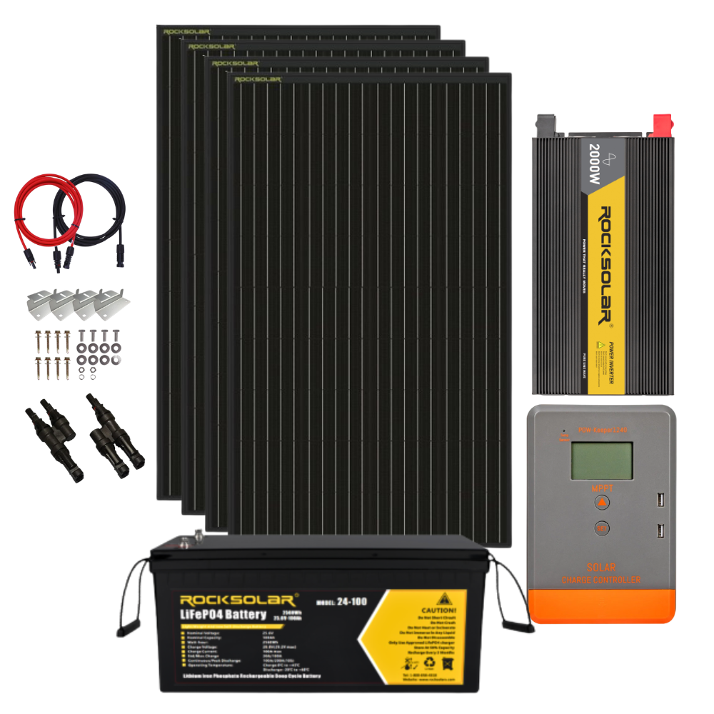 24v Rv Solar System 2000W 24V Off-Grid Solar System | Complete Home Solar Power Kit – ROCKSOLAR