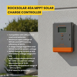ROCKSOLAR 40A MPPT charge controller, rated charging current 40A