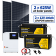 ROCKSOLAR 3000W 24V kit with two 625W JA Solar panels and two 12V 200Ah LiFePO4 batteries
