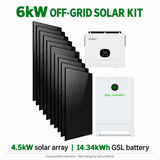 6kW solar kit with GSL 14.34kWh battery with integrated white base