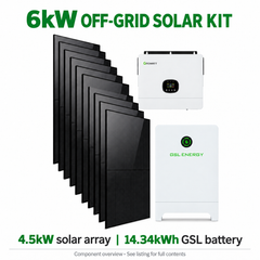 6kW Off-Grid Solar System with 4.5kW Panels & 14.34kWh LiFePO4 Battery
