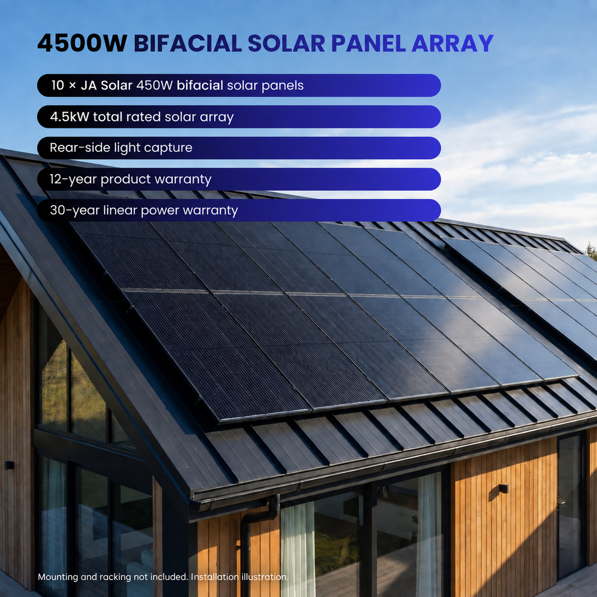 10 JA Solar 450W panels, 4.5kW array