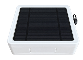 ROCKSOLAR Solar Pump Remote Gateway with integrated solar panel, front view