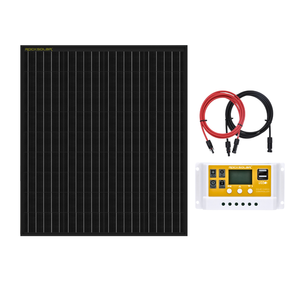 ROCKSOLAR 100W 12V Rigid Solar Panel  Kit with 30A PWM Controller