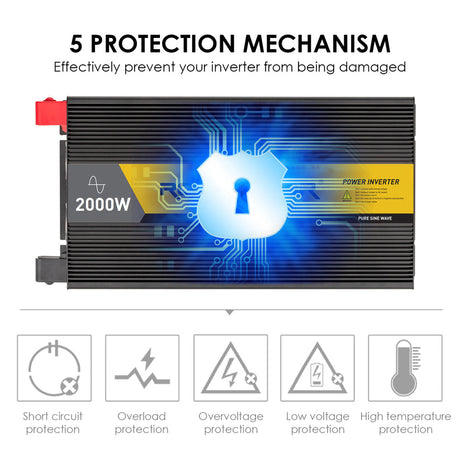 2000w 12v pure sine inverter with control panel mechanism