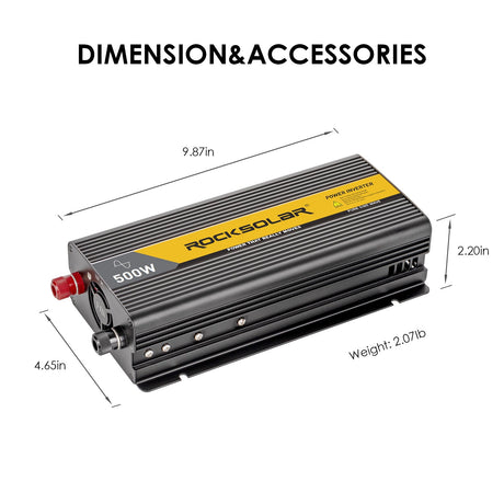 dimension of power inverter 500 watt
